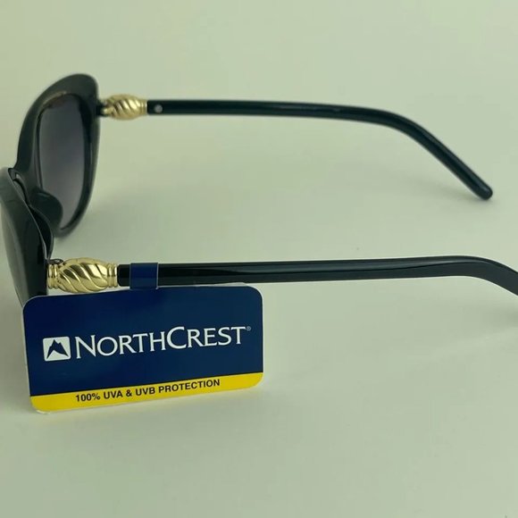 SG00782 NorthCrest Women Sunglasses Black Gradient w/ Gold Design, 100% UVA/UVB - Picture 6 of 8